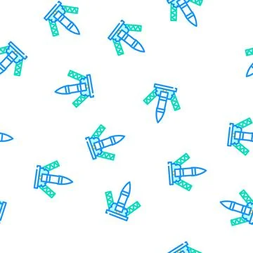 Rocket launch vector seamless pattern Stock Illustration