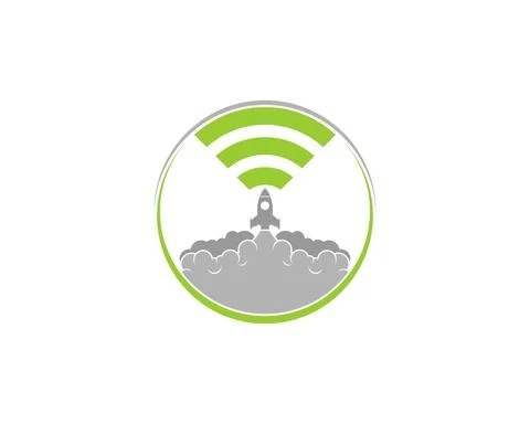 Rocket launch with wifi connection symbol on top Illustrazione stock