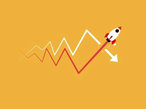 Rocket launched a flight that broke the downtrend Stock Illustration