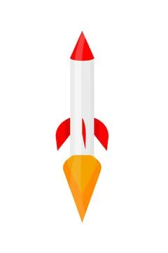 Rocket launched into the sky with a red tip Stock Illustration