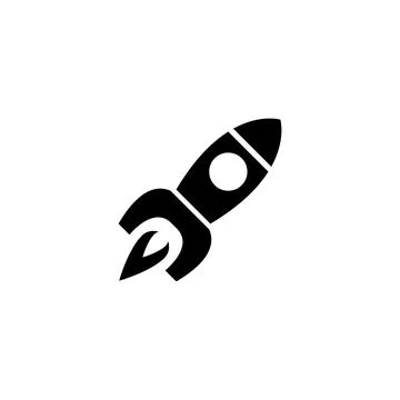 Rocket Launched, Startup Spaceship. Flat Vector Icon illustration. Simple bla Stock Illustration