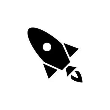 Rocket Launched, Startup Spaceship Solid Flat Vector Icon Isolated on White.. Stock Illustration