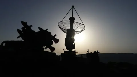 Rocket launcher aimed at sky ready to attack. Video stock 151683647