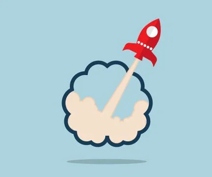Rocket launcher from brain start up concept vector illustration Illustrazione stock