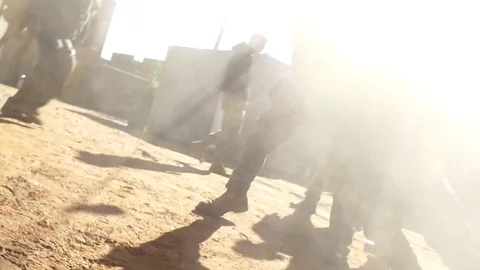 Rocket launcher fired from a building in front of camera at training Vídeos de archivo 82535676