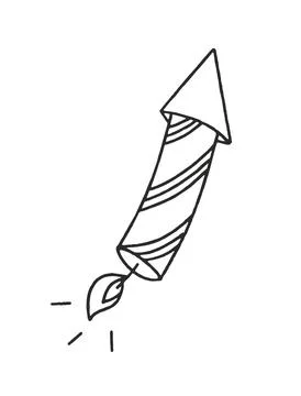 Rocket Launcher Fireworks Vector Illustration Doodle Isolated on White Stock Illustration