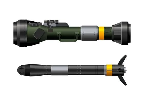 Rocket launcher side view. Realistic antitank rifle. Isolated missile weapon Stock Illustration