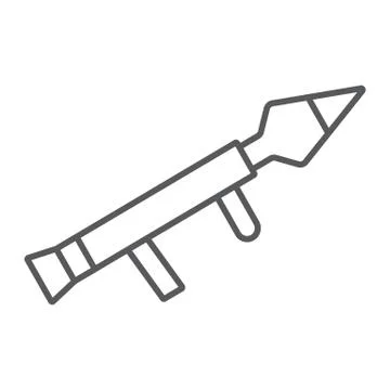 Rocket launcher thin line icon, firearm and grenade, weapon sign, vector Stockillustratie