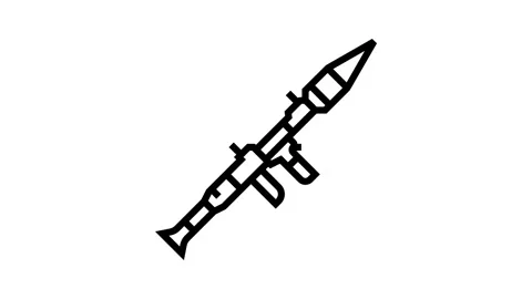 Rocket launcher weapon war line icon animation Stock Footage 326134673