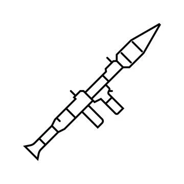 Rocket launcher weapon war line icon vector illustration Stock Illustration