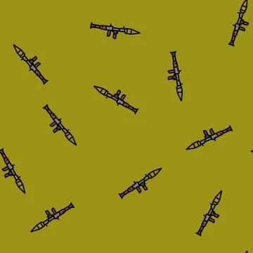 Rocket launcher weapon war vector seamless pattern Stock Illustration