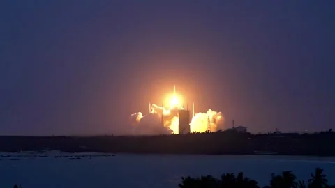 Rocket launches, aerospace, thrusters, hydrogen fuel. Stock Footage 297922174