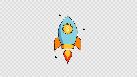 Rocket launches with a dollar coin Stock Footage 332463244