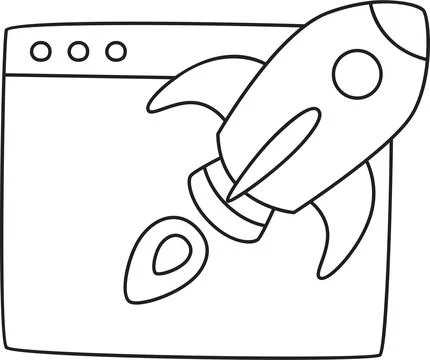 Rocket launches from webscreen high growth illustration Stock Illustration