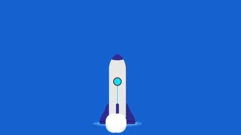Rocket is launching and flying up in the studio Stock Footage 209168743