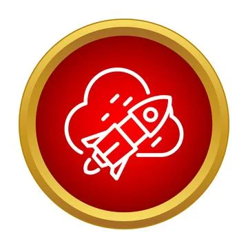 Rocket launching from cloud icon showing startup success イラスト素材