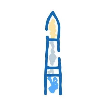 Rocket launching doodle illustration representing space exploration Stock Illustration