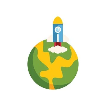 Rocket launching from earth, exploring new horizons in space travel Stock Illustration
