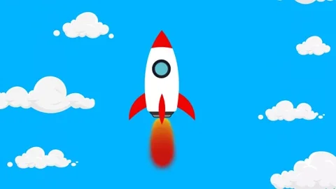 Rocket launching with fire ,cloud 4k video. Spaceship taking off, Video stock 144093767