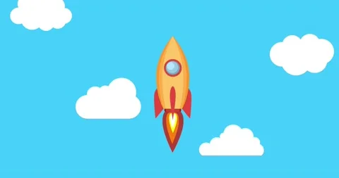 Rocket launching with fire Stock Footage 148312518