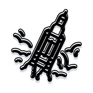 Rocket launching flying upwards creating smoke explosion Stock Illustration