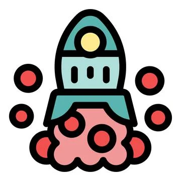 Rocket launching, generating pink smoke and red particles Stock Illustration