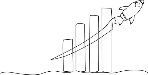 A rocket launching from a graph representing business growth and success. V.. Stock Illustration