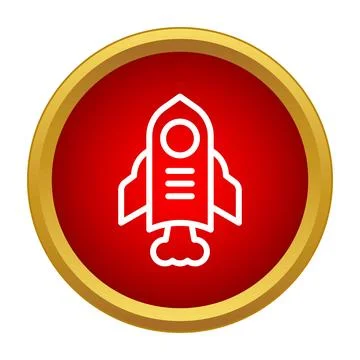 Rocket launching icon in red and gold frame イラスト素材