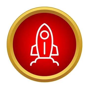Rocket launching icon in red circle button Stock Illustration