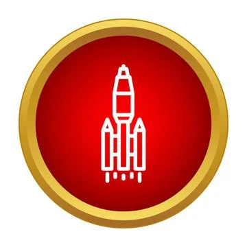 Rocket launching icon in red golden circle Illustrazione stock