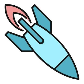 Rocket launching icon representing space exploration and startup Ilustración de archivo