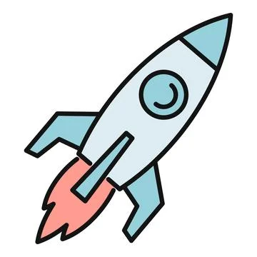Rocket launching icon representing startup idea success Stock Illustration