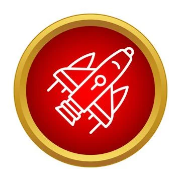Rocket launching icon symbolizing space exploration and future missions Illustrazione stock