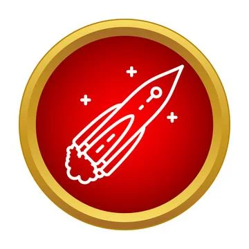 Rocket launching icon symbolizing space exploration and startup success Stock Illustration
