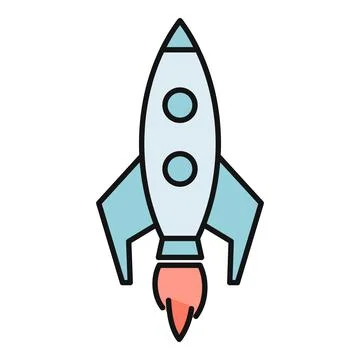 Rocket launching icon symbolizing startup boost and progress Stock Illustration