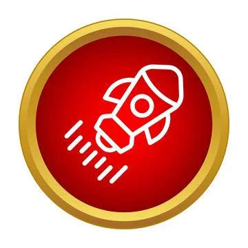 Rocket launching icon symbolizing startup speed and boosting success Stock Illustration