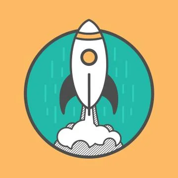 Rocket launching up, Illustrazione stock