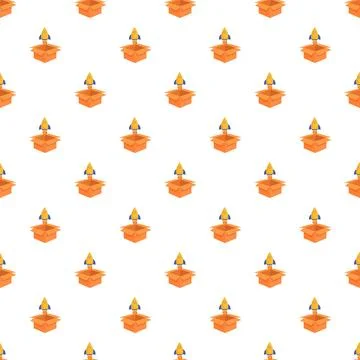 Rocket launching from open box seamless pattern Stockillustratie
