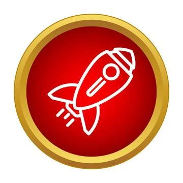 Rocket launching in red circle icon design Stock Illustration