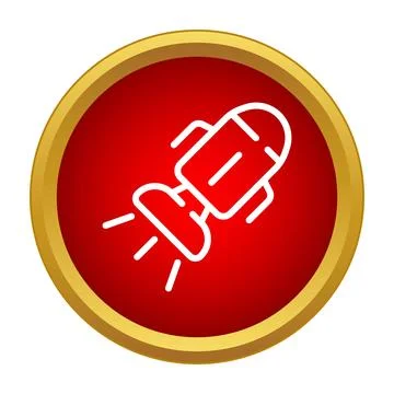Rocket launching in red circle logo icon Stock Illustration