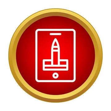 Rocket launching from a smartphone app icon Stock Illustration
