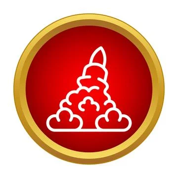 Rocket launching with smoke and fire icon Stock Illustration