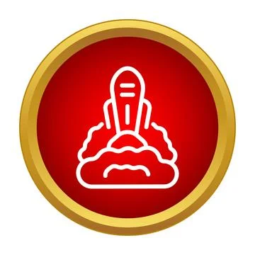 Rocket launching with smoke icon inside round frame 스톡 일러스트