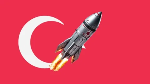 Rocket launching into space with flames and smoke. Stock Footage 340331670