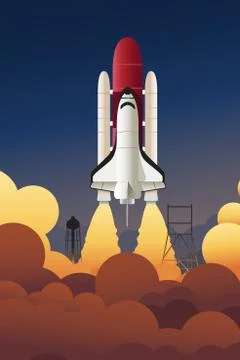 Rocket launching into space Illustrazione stock