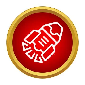 Rocket launching in space line icon concept Stock Illustration