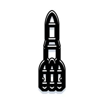 Rocket launching into space with shadow illustration Stock Illustration