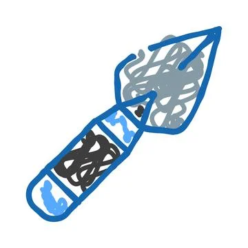 Rocket launching into space simple drawing Stock Illustration