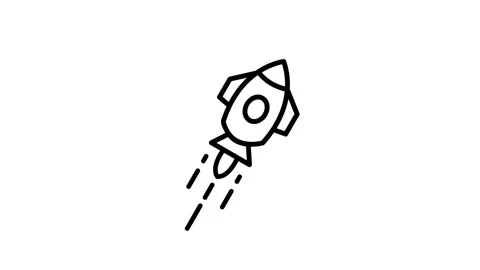 Rocket launching upward line animation isolated on white background Stock Footage 337651678