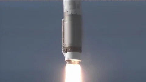 Rocket launching from Vandenberg Air Force Base operations Stock Footage 83616502
